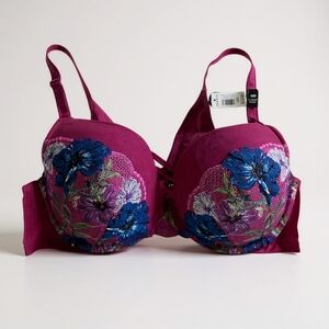 Nwt Torrid Purple Floral Lace Embroidered Bra Xo Boost Plunge 42D